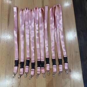 10 Pack Pink Lanyards Breakaway Buckle Lobster Clasp Badge Holder